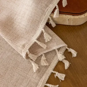 Beige Boho Linen Curtain