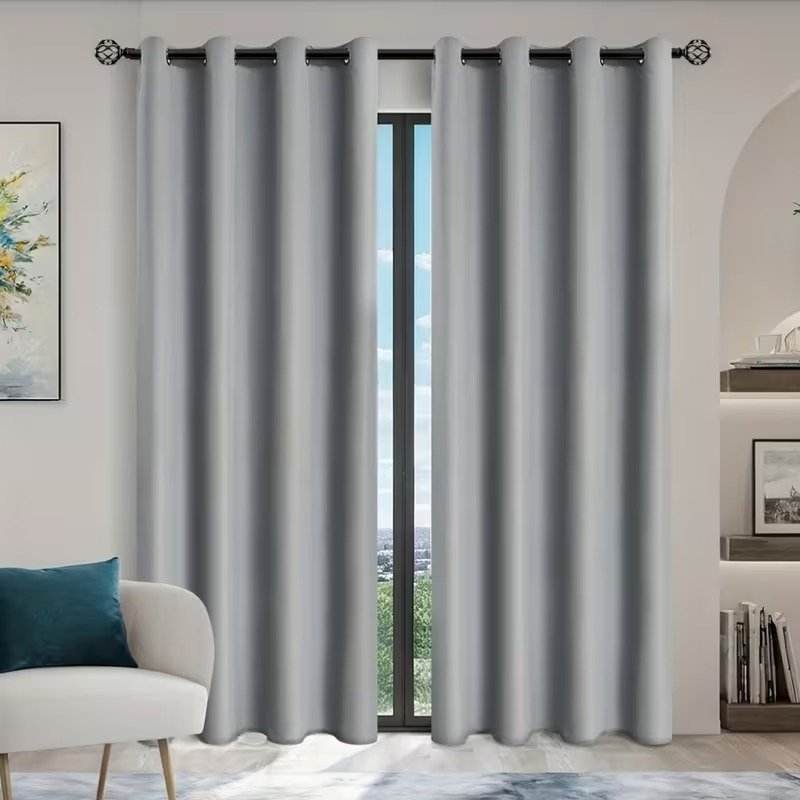 Gray Blackout Curtains with Grommet Top