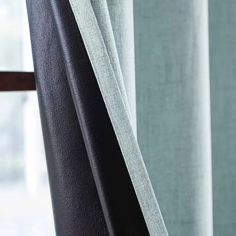 Peacock Blue Linen Blackout Curtain