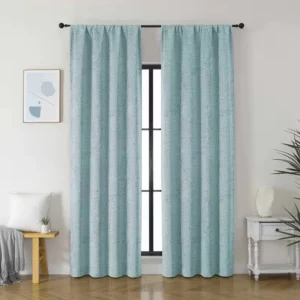 Peacock Blue Linen Blackout Curtains