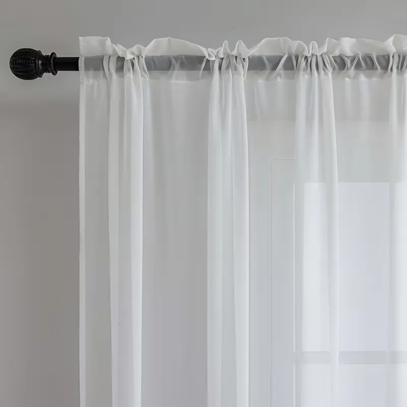 White & Vertical Sheer Curtain Panels